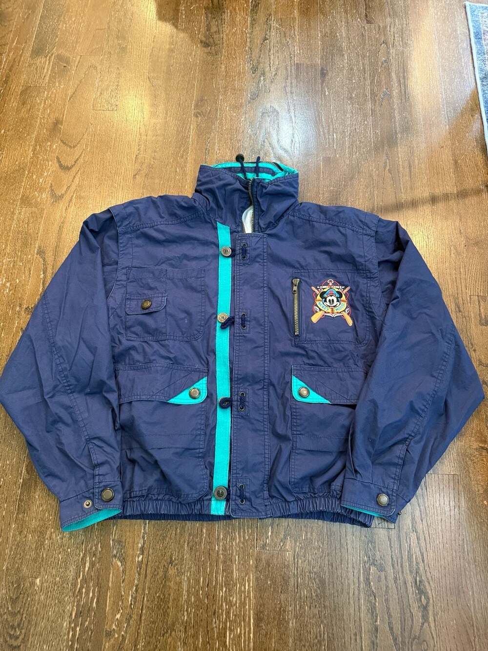Vintage Disney Originals Mickey Mouse Nautical Sailor Windbreaker Jacket Size S